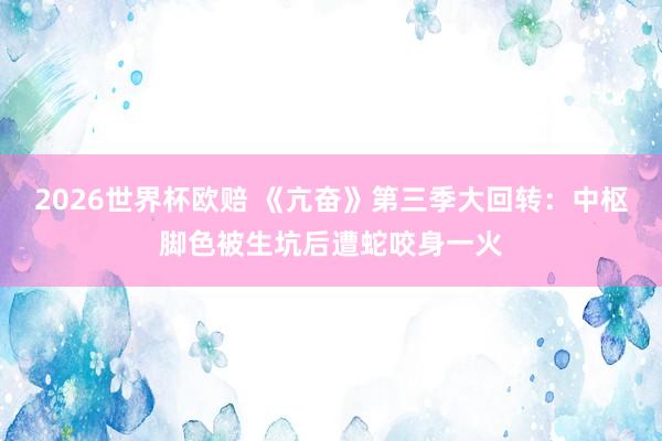 2026世界杯欧赔 《亢奋》第三季大回转：中枢脚色被生坑后遭蛇咬身一火