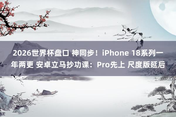 2026世界杯盘口 神同步!iPhone 18系列一年两更 安卓立马抄功课:Pro先上 尺度版延后