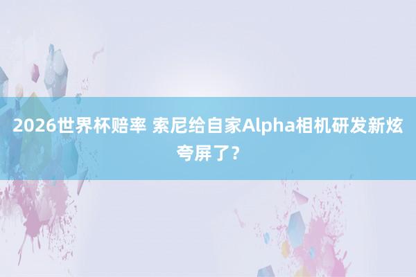 2026世界杯赔率 索尼给自家Alpha相机研发新炫夸屏了?