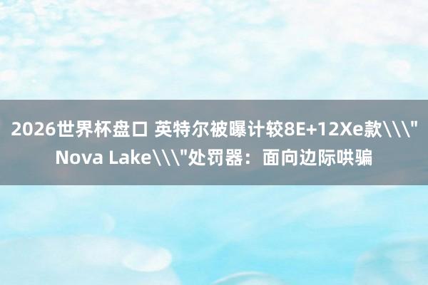 2026世界杯盘口 英特尔被曝计较8E+12Xe款\