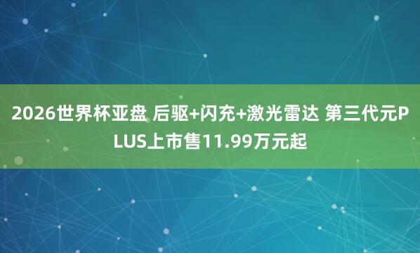 2026世界杯亚盘 后驱+闪充+激光雷达 第三代元PLUS上市售11.99万元起