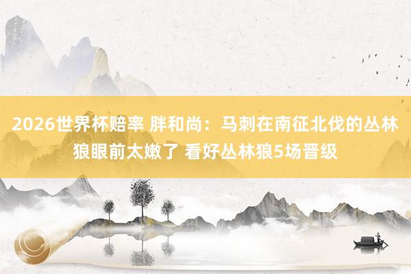2026世界杯赔率 胖和尚:马刺在南征北伐的丛林狼眼前太嫩了 看好丛林狼5场晋级