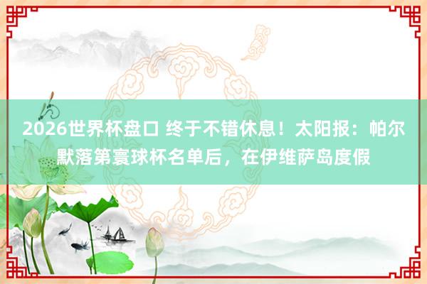 2026世界杯盘口 终于不错休息！太阳报：帕尔默落第寰球杯名单后，在伊维萨岛度假