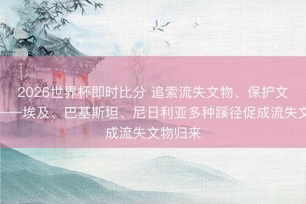 2026世界杯即时比分 追索流失文物、保护文化遗产——埃及、巴基斯坦、尼日利亚多种蹊径促成流失文物归来